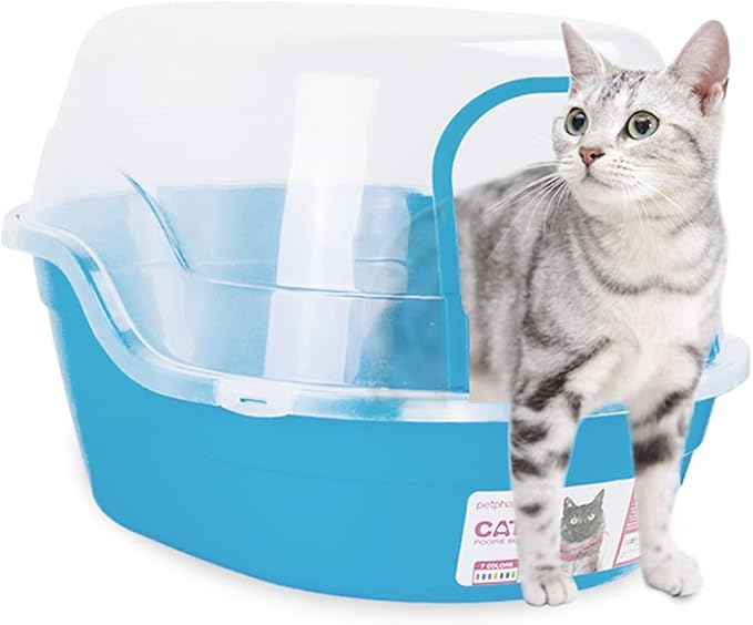 Petphabet Jumbo Hooded Cat Litter Box, Extra Large, Light Blue - Image 7