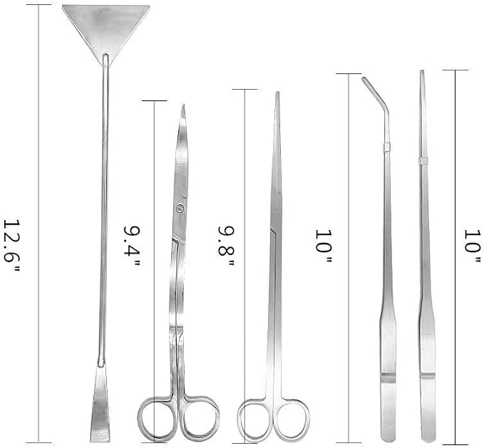 Aquascaping Tools 5 in 1 Kit Aquarium Scissors Plant Tools Curved & Straight - Image 2
