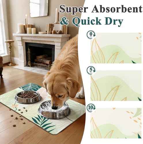 Topotdor Dog Food Mat for Floors,Absorbent Mat for Dog Food and Water