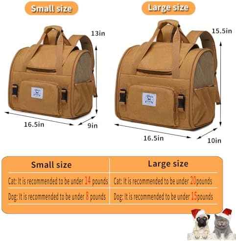 Pet Backpack Carrier for Small Dogs Medium Cats, Puppies,Breathable