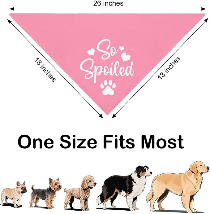 So Spoiled Pink Dog Bandana, Cute Love Printing Bandanas Decor, Funny Pet Scarf - Image 2