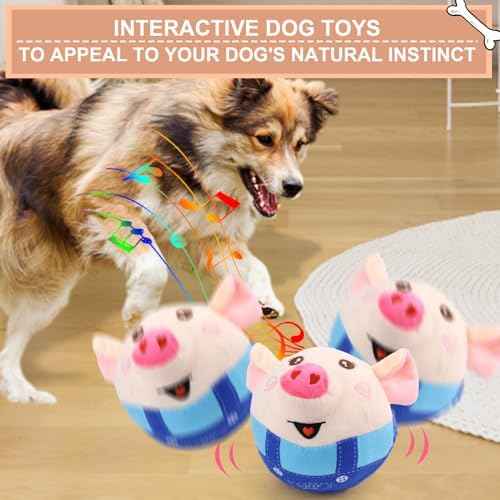 BABORUI Interactive Dog Toys Pig, Jumping Squeaky Dog Toys with