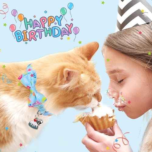 SCENEREAL Cat Bandana Collars for Birthday - 2 Pack Breakaway Kitten