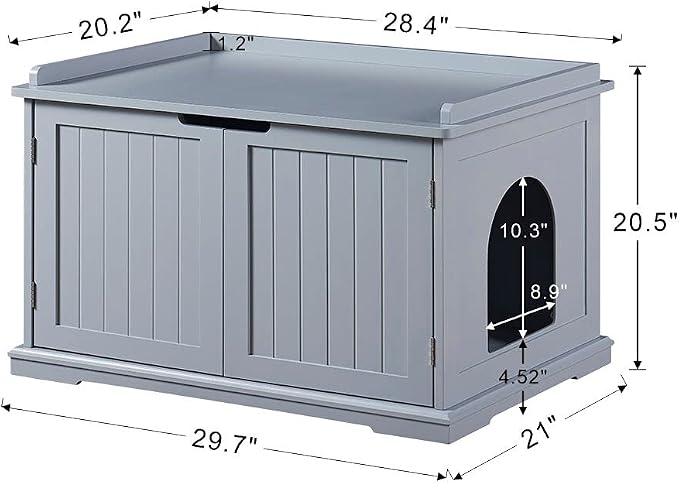 unipaws Cat Litter Box Enclosure Furniture, Cat Washroom, Hidden Litter Box - Image 5