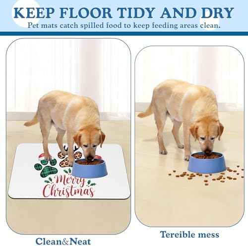 Dog Christmas Dog Food Mat–Absorbent Quick Dry Feeding Placemat for