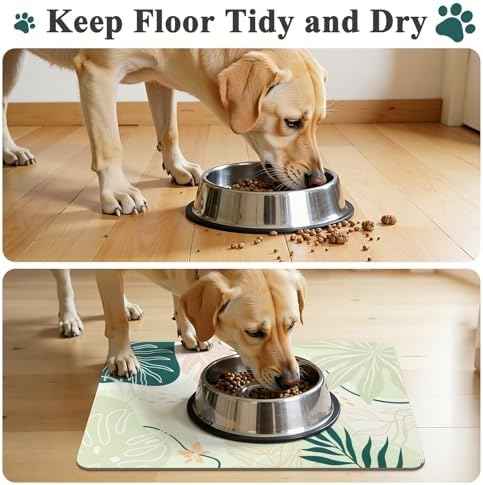 Topotdor Dog Food Mat for Floors,Absorbent Mat for Dog Food and Water