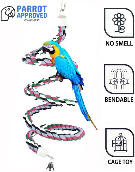 94.4inch Length Colorful Cotton Bendable Rope Perch Swing Bird Chew Toys Amazon - Image 2