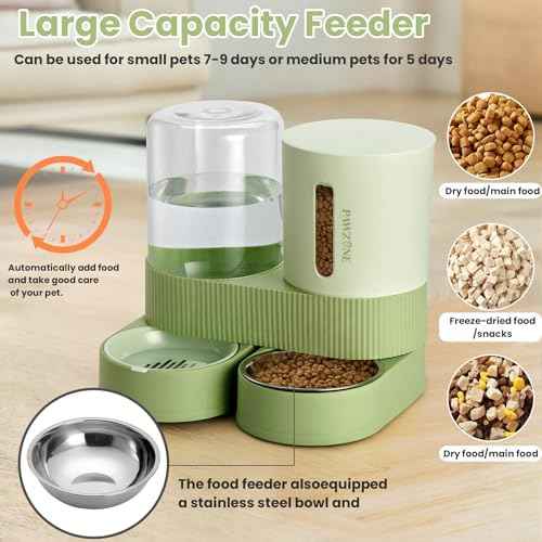 Automatic Cat Feeder Stainless Steel Water Dispenser Gravity Food