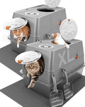 2PACK Stainless Steel Litter Box with Lid, XL Extra Large Litter Box
