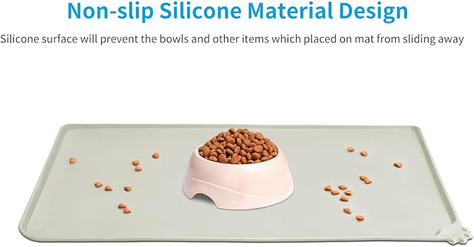 AUDWUD Silicone Waterproof Pet Feeding Mats, Anti Slip Bowl Pad, Dog Mat - Image 2