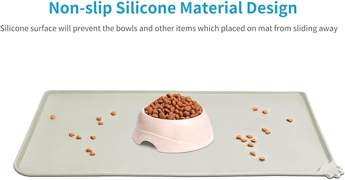 AUDWUD Silicone Waterproof Dog Cat Pet Feeding Mats, Anti-Slip Pet Bowl Mats - Image 2