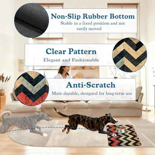 Vintage Plaid Pet Food Mat for Cats and Dogs–Absorbent Quick Dry