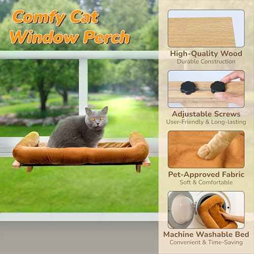[Ready to Gift] PURRHOUSE 45LBS Cat Window Perch with Bolster, Hammock
