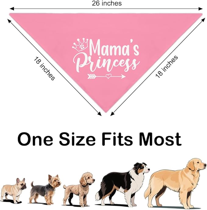 Mama's Princess Pink Dog Bandana, Cute Crown Pet Scarf Accessories - Image 2