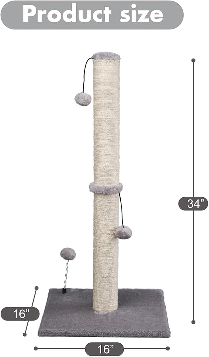 MECOOL 34“ Tall Cat Scratching Post Premium Basics Kitten Scratcher Sisal - Image 4