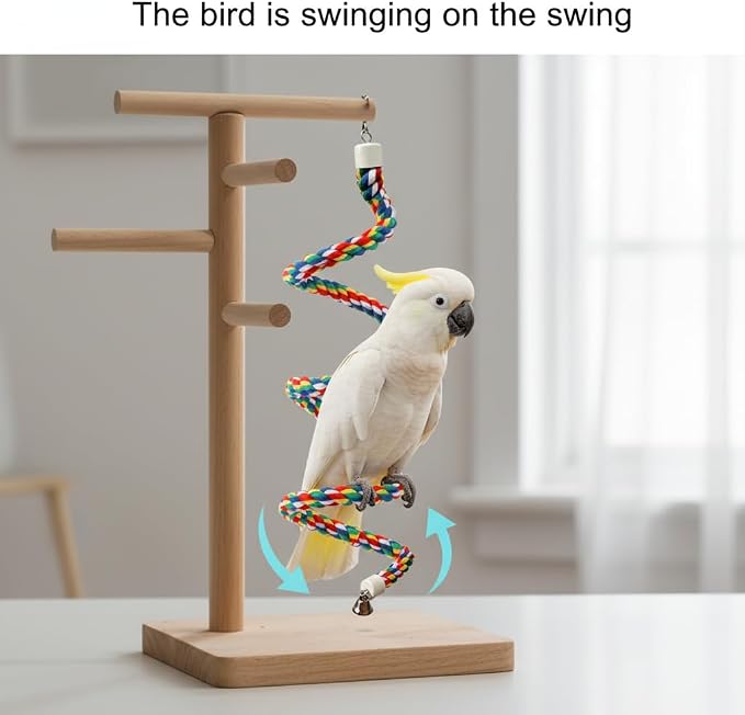 79'' Bird Perch, Bird Rope Perch & Birds Swing Set, Bird perches - Image 7