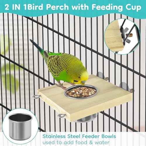 DBNESS 5in1 Bird Toys, Birdie Perches Platform Swing with Stainless