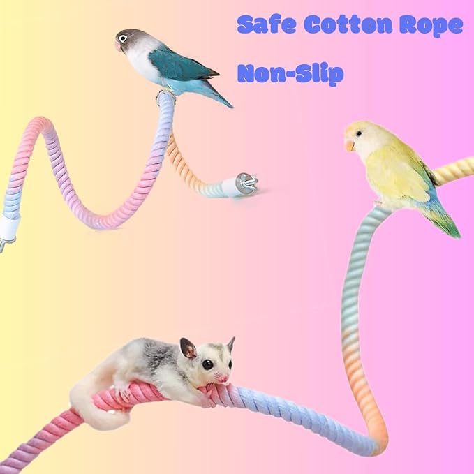 3pcs Nopikku Gradient Bendable Bird Rope Perches Climbing Rope Toys Fun Bird - Image 5