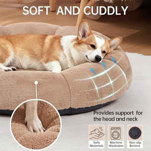 OhGeni 31 inches Calming Donut Orthopedic Dog & Cat Bed for Medium