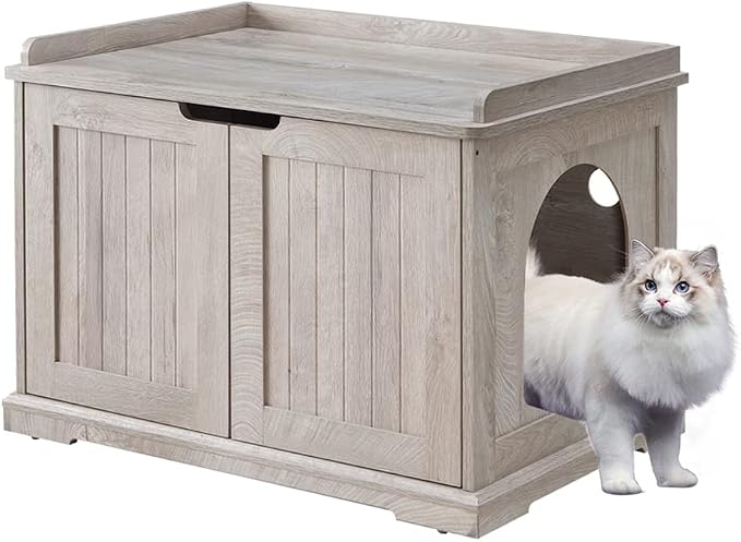 unipaws Cat Litter Box Enclosure Furniture, Hidden Litter Box Cover Washroom by unipaws