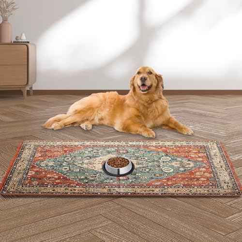 Large Pet Feeding Mat, 36" x 24" Bohemia Absorbent Quick Dry Dog Mat