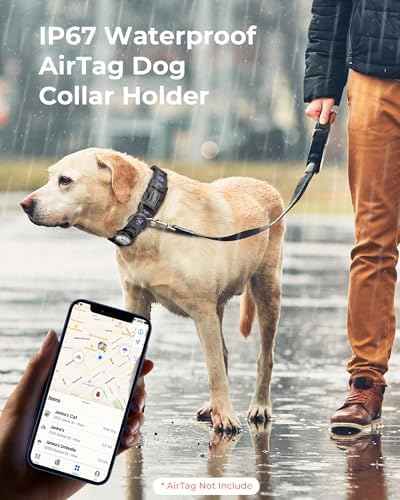 Dog Collar with Airtag Holder, IP67 Waterproof Reflective AirTag Dog