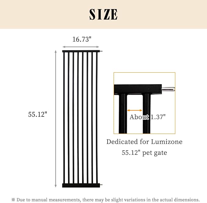 Lumizone Extra Tall Pet Gate 55.12" High Pressure Mounted 16.73" Wide Extension - Image 2