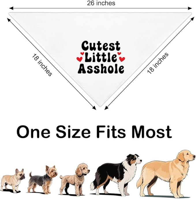 Cutest Little Asshole White Dog Bandana, Cute Soft Pet Scarf Decor, Funny Pet - Image 2