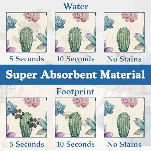 Cactus Flower Pet Feeding Mat for Floors–Absorbent Quick Dry Dog Cat