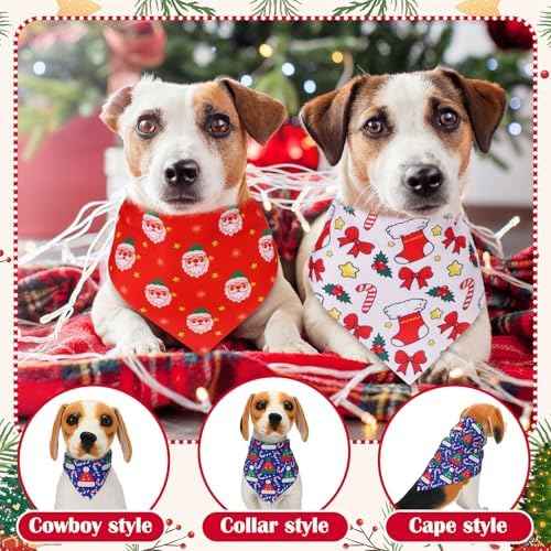 Aliceset 180 Pcs Christmas Dog Bandanas Bulk Christmas Bandanas for
