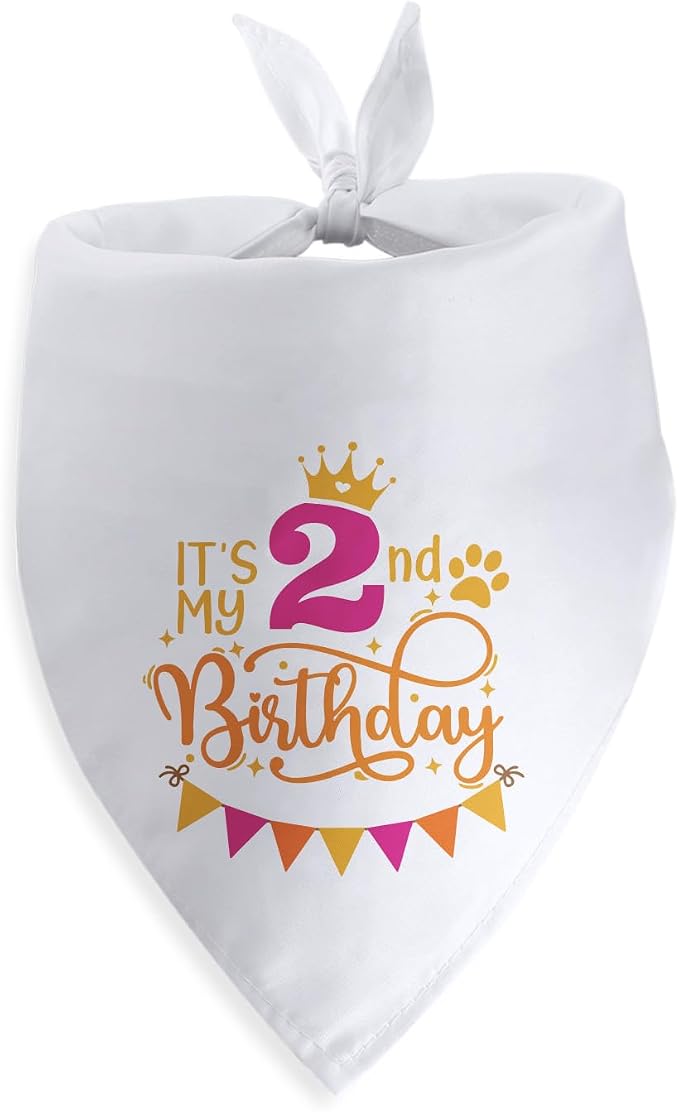 It's My 2nd Birthday Dog Bandana Happy 2nd Birthday Pet Triangle Scarf by SYIJIMSJKT