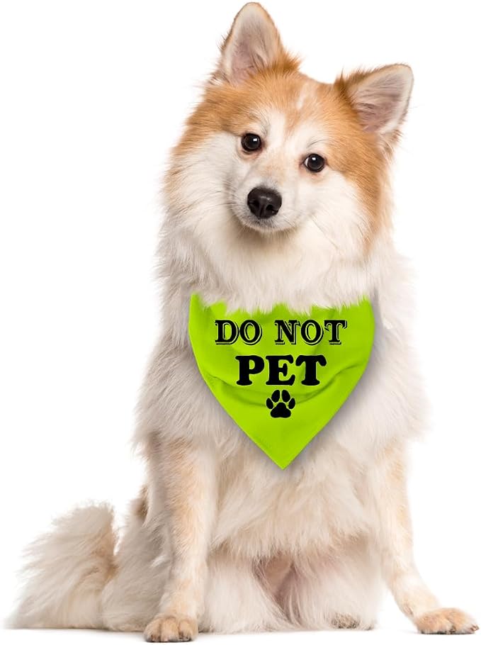 Do Not Pet Dog Bandana, Fluorescent Yellow Dog Bandana, Funny Cute Pet Triangle - Image 2