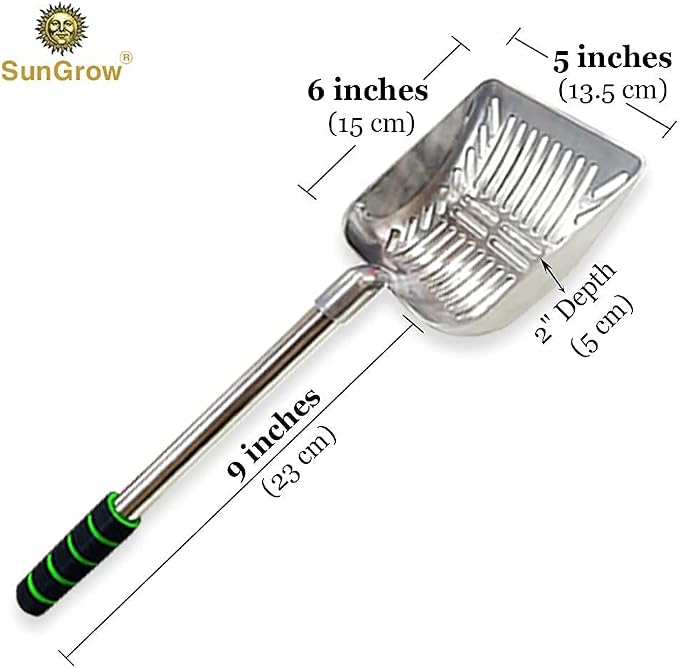SunGrow Cat Litter Scoop, Stainless Steel Long Handle Chicken Coop Poop Scooper - Image 7