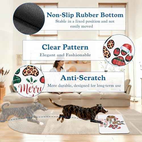 Dog Christmas Dog Food Mat–Absorbent Quick Dry Feeding Placemat for