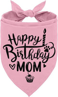 Dog Bandana, Happy Birthday Mom Dog Bandana, Dogs Scarf Classical Pink Printing by AUII+JO+DESIGN