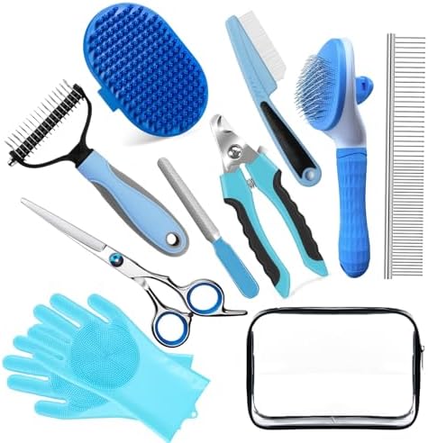 Bath Grooming Kit for Pets, 10pcs Dog Brush for Shedding with Dog Nail
