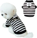 Autumn Dog Hoodies with Leash Ring Warm Striped Puppy Shirt by Anelekor