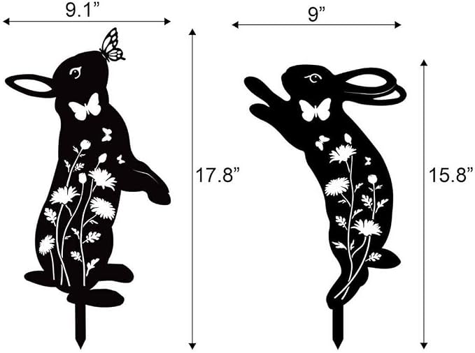 Metal Bunny Garden Decor, Metal Yard Art Animals Garden Stakes Rabbit Silhouette - Image 6