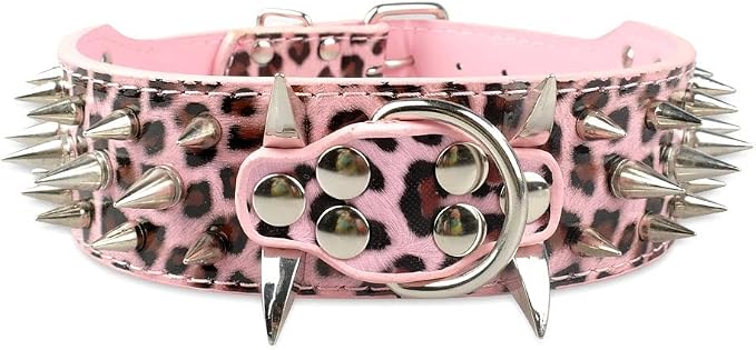 Serijoars Spiked Studded Dog Collar, PU Leather Dog Collar, Adjustable Pet by Serijoars
