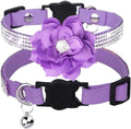 Cat Collars, Rhinestone for Girl Cats Bling Kitten Flower Adjustable Breakaway by Bbmmayy