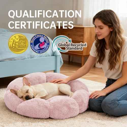 OhGeni 20 inches Calming Donut Dog & Cat Bed for Small Pets, Warming
