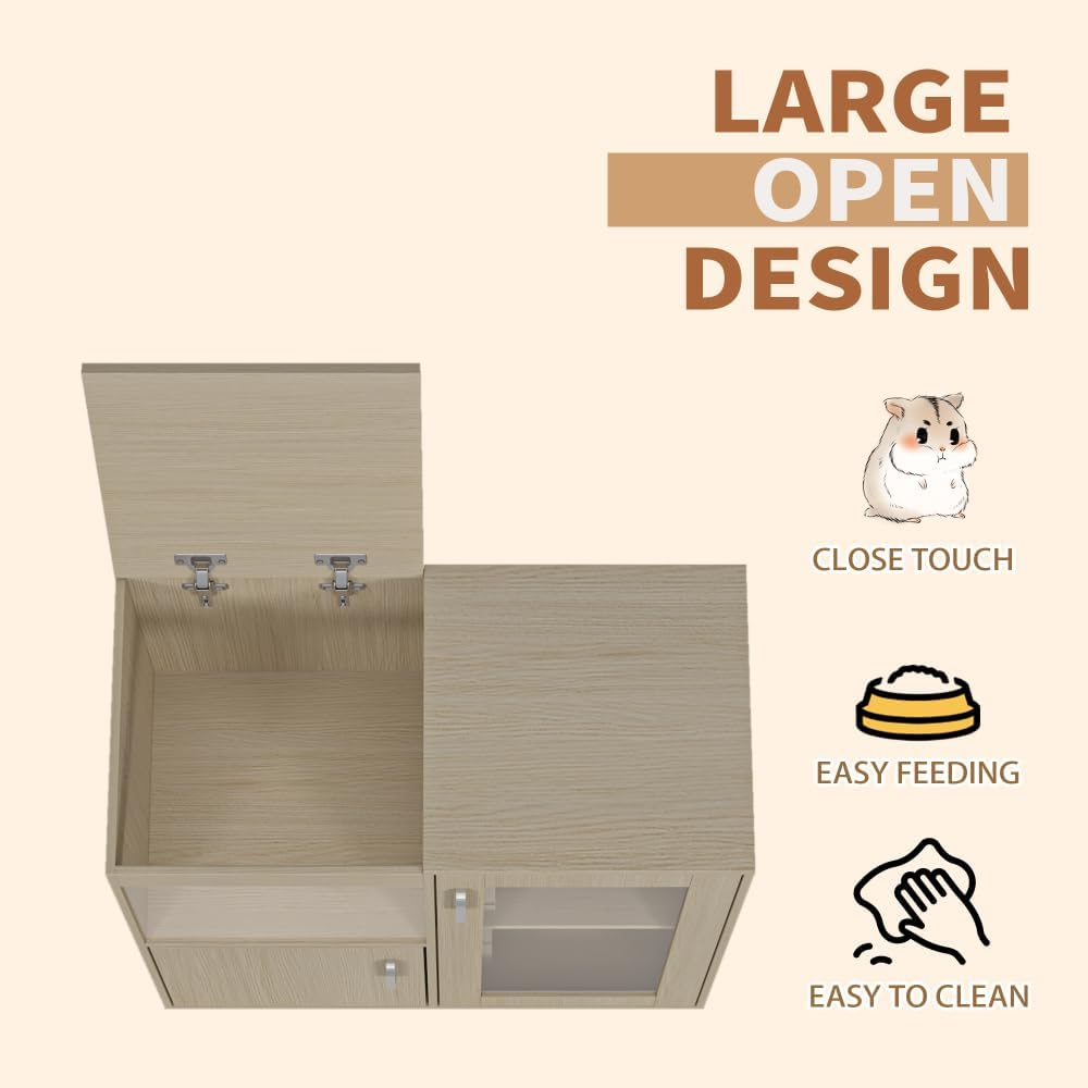 Wooden Small Animal Habitat with Acrylic Panels (Teak) - GlobalHabitat Supply