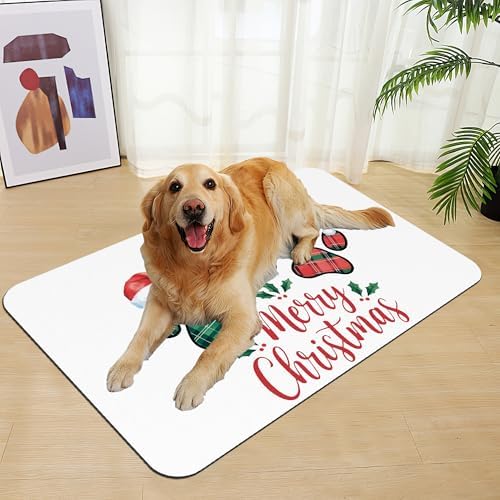 Dog Christmas Dog Food Mat–Absorbent Quick Dry Feeding Placemat for