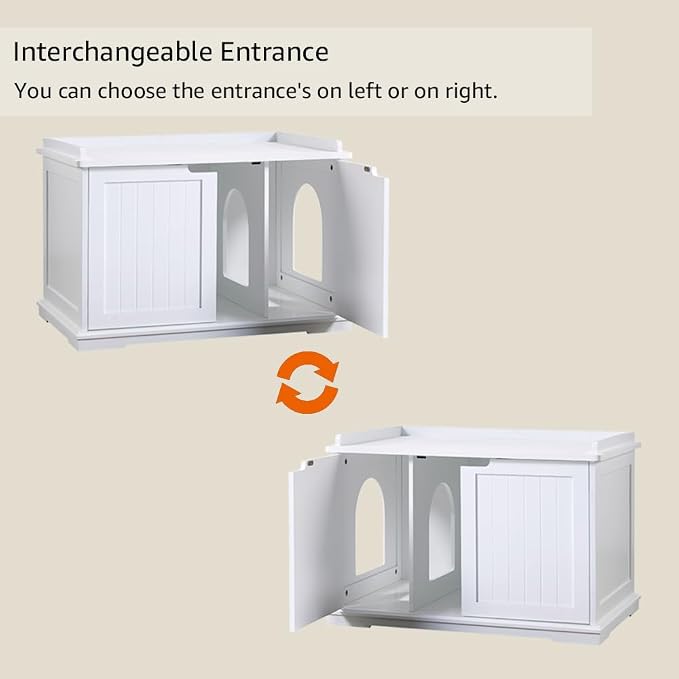 unipaws Cat Litter Box Enclosure Furniture, Cat Washroom, Hidden Litter Box - Image 5