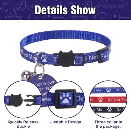 KOOLTAIL Cat Collar with Bell,3 Pack Do Not Feed Cat Collars with