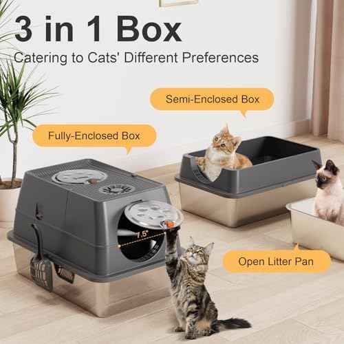2PACK Stainless Steel Litter Box with Lid, XL Extra Large Litter Box