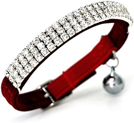 CHUKCHI Soft Velvet Safe Cat Adjustable Collar Bling Diamante by CHUKCHI