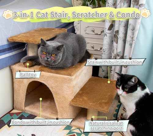 3-in-1 Pet Stairs for Cats for High Bed, Adjustable Dog Steps, Modular