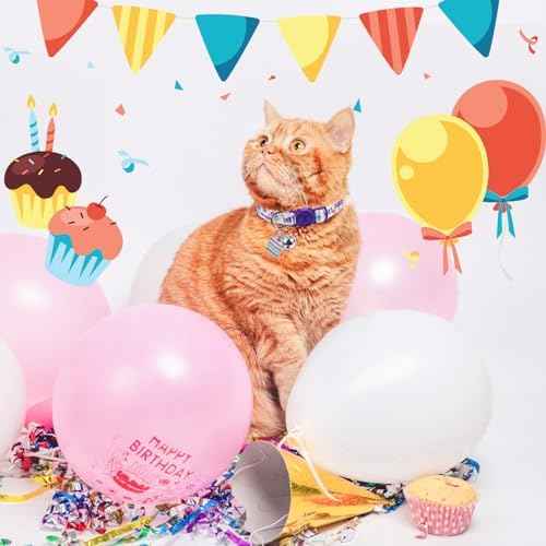 SCENEREAL Birthday Cat Collars Breakaway with Bells, 3 Pack Adjustable