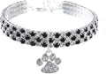Pet Collar with Diamonds, Adjustable Crystal Diamond Elastic Heart Claw Pendant by RayMinsino